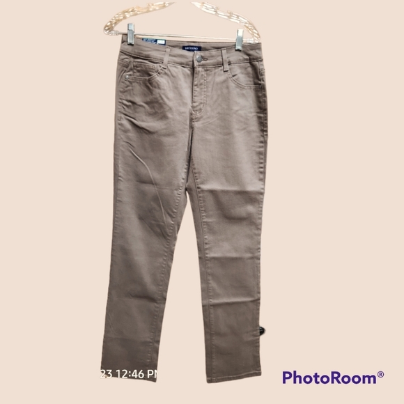 Bandolino Denim - BANDOLINO New Caroline High Rise Slim Straight Leg Denim Jeans Taupe Color